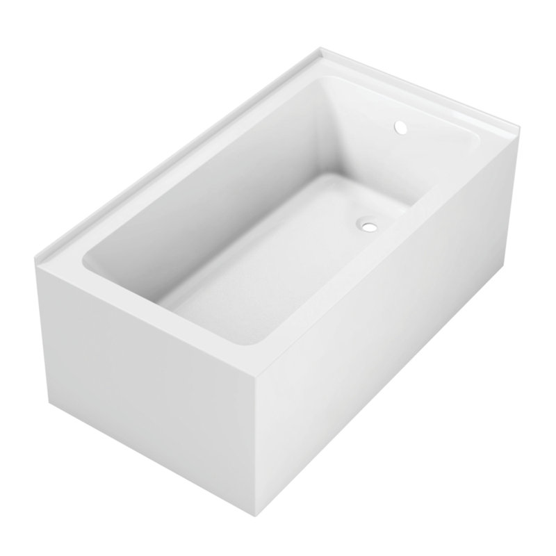 Kingston Brass Aqua Eden 54-Inch Acrylic Rectangular 2-Wall Corner Alcove Tub, Hand Drain, Right