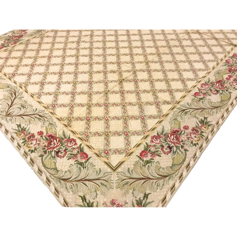 Hand-Knotted High-Quality Gold and Green Area Rug