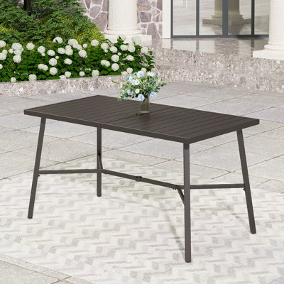 Rectangular Outdoor Bar Table With Umbrella Hole , 67'' in. W 35'' in. D