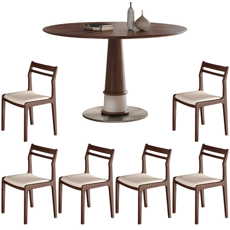 Table de salle à manger ronde en bois massif de style rétro crème, H 29,53 po x L 43,31 po x l 43,31 po