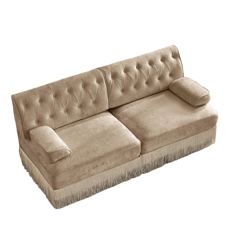 Canapé Chesterfield, Velours brun clair