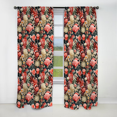 Motif tropical Coral Crest II - rideau floral - rideau occultant floral - 1 panneau
