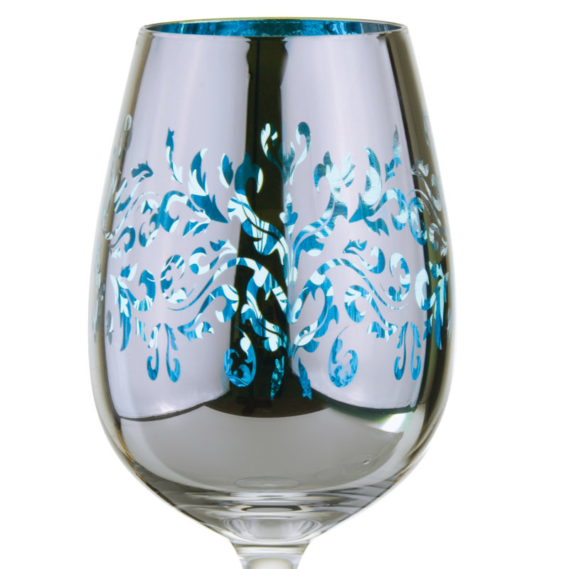Filigree Wine Glasses, Blue/Silver