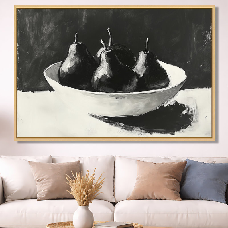 Wendt I - Tableau encadré Poires, H 40 po x l 60 po, Cadre naturel flottant
