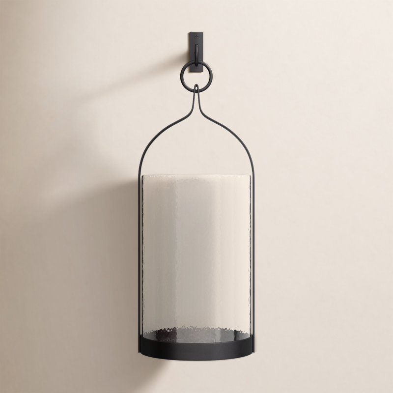 Iron Wall Lantern, 18" H x 7.5" W x 7.5" D