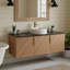 Meuble-lavabo de salle de bain avec lavabo, avec lavabo rond en céramique blanche