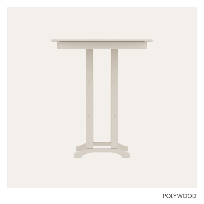 POLYWOOD Nautical Bar Table, Sand, 36.75" W x 36.75" L x 42" H