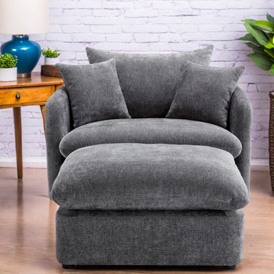 Ensemble de chaises d'appoint surdimensionnées en chenille pour salon moderne