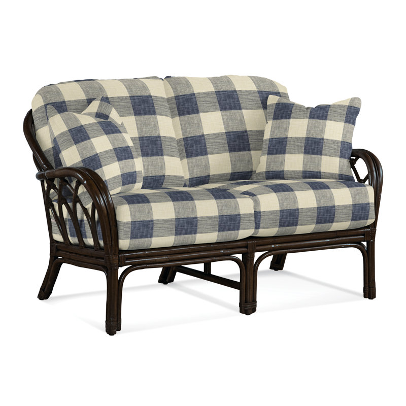 Edgewater Upholstered 56'' Loveseat, Blue Buffalo Check; 0120-61, Hazel