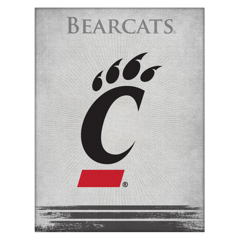 Impression sur toile tendue NCAA, H 15 po x l 20 po x P 1 po, Bearcats de Cincinnati