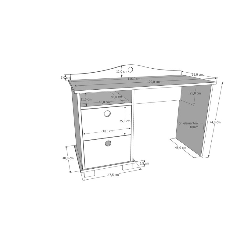 Truby 120cm Writing Desk