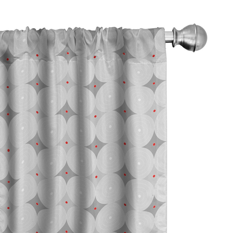 Rideaux à 4 panneaux East Urban Home, 56 po x 95 po, gris pâle et corail foncé, L 56 po x L 84 po