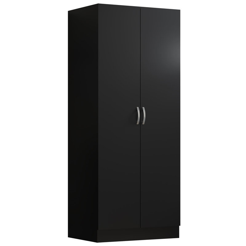 Marlesha 2 Door Manufactured Wood Wardrobe, Black