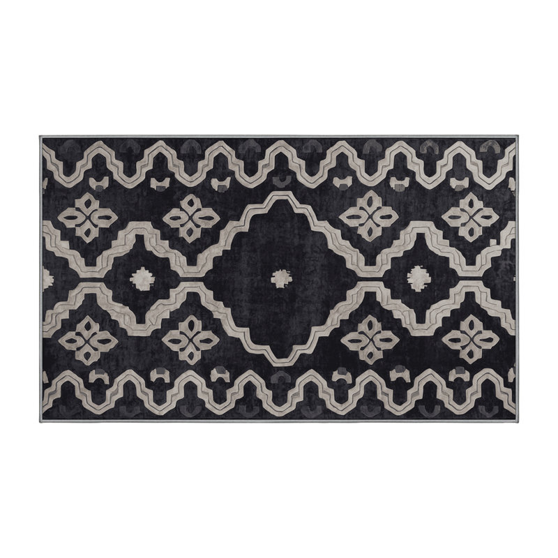 Machine Washable Purple Area Rug, Rectangle 4' x 6'
