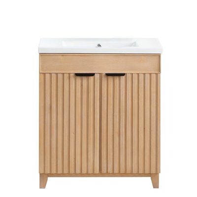 Meuble-lavabo sur pied simple 29,9 po avec plateau en céramique Dansfield