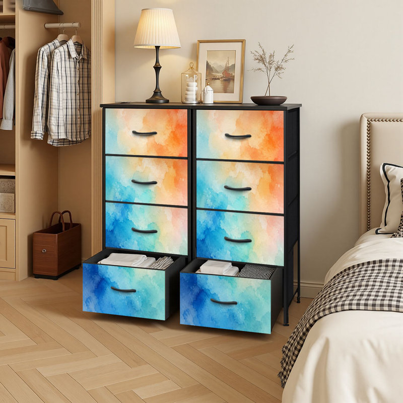 Commode de rangement verticale à 4 tiroirs à motif de pastel abstrait abstrait