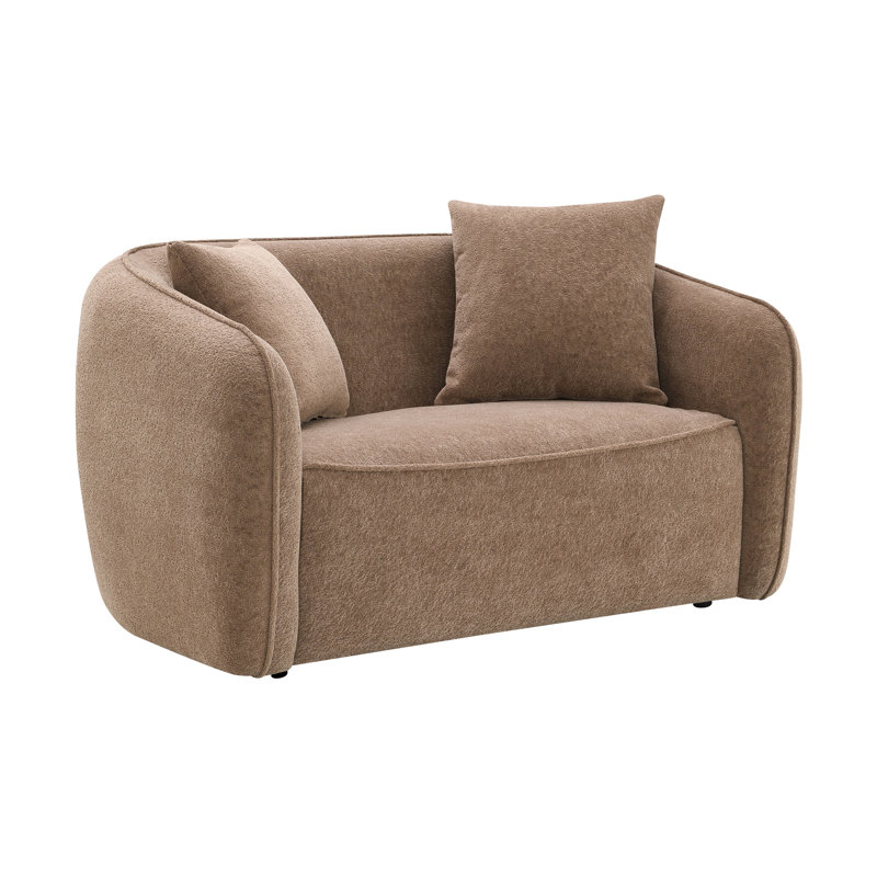 Causeuse en chenille Keith Brown avec 2 coussins décoratifs assortis, Brun