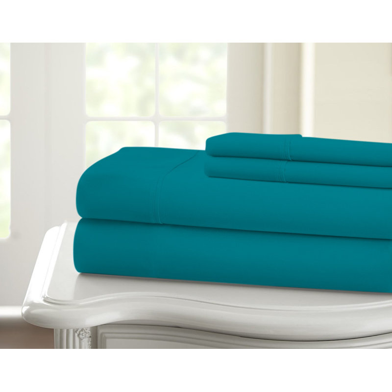 Ensemble de draps Neesa 1200, Sarcelle, Ensemble de draps pour lit double + un drap-housse