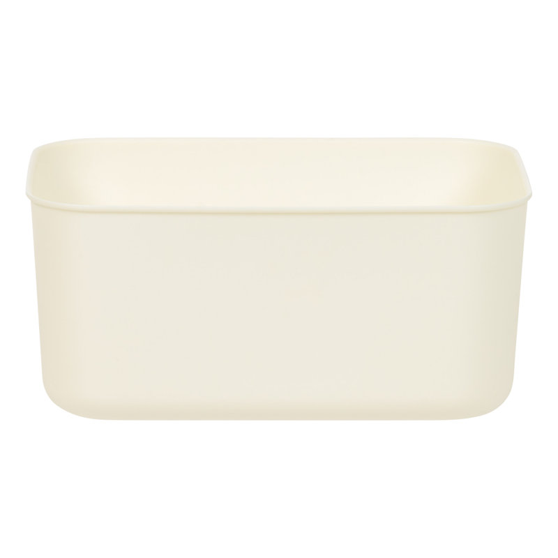 Off-White Stackable Plastic Storage Bins, Set of 4