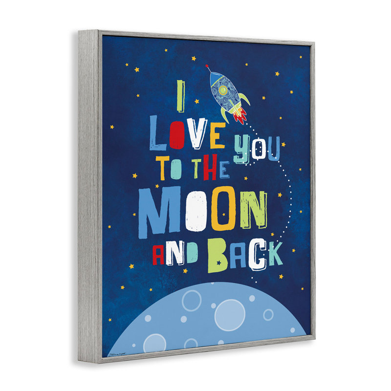 «I Love You Moon and Back Rocket Ship», art mural sur toile, H 24 po x l 30 po, Estampe numérique Farmhouse