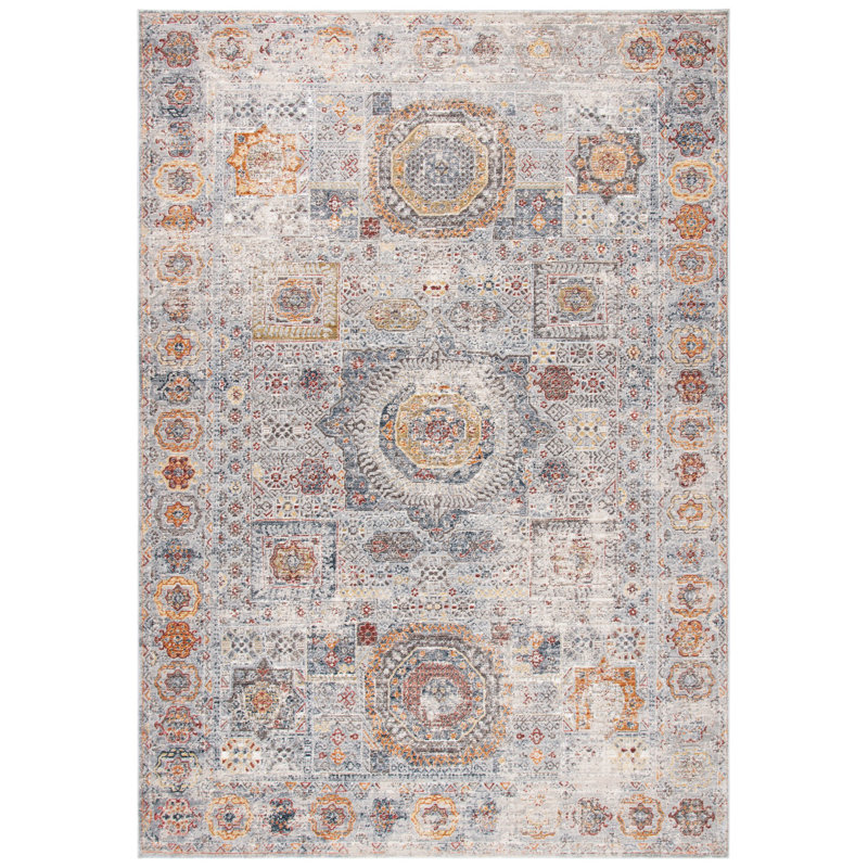 Tapis gris clair / doré Histoire 599, Rectangle 4 pi x 6 pi