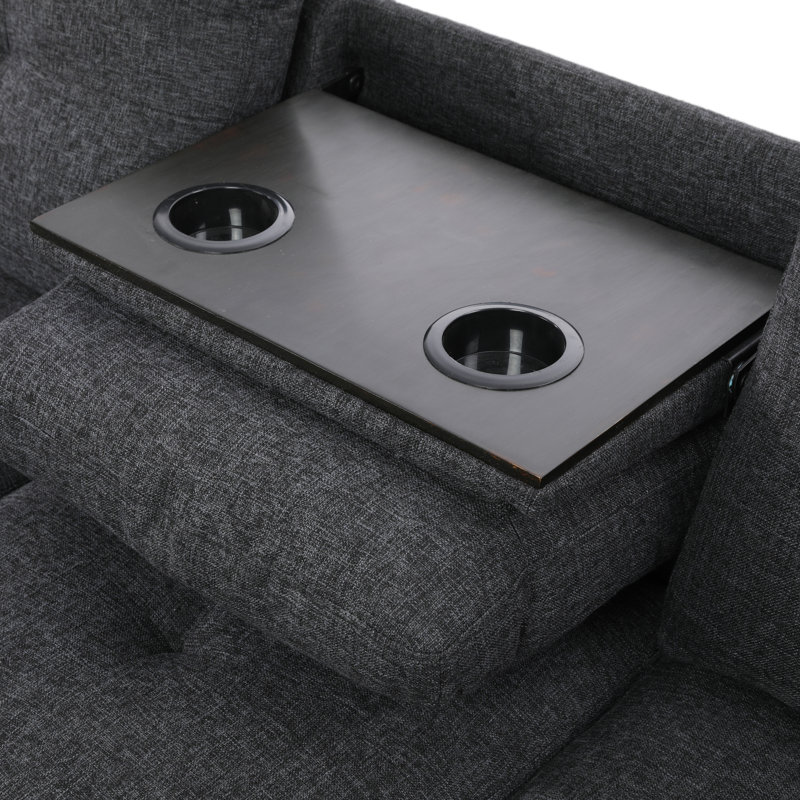 Ensemble de canapé modulaire 3 pièces Modo, Lin noir, Orienté à gauche (vu de face)