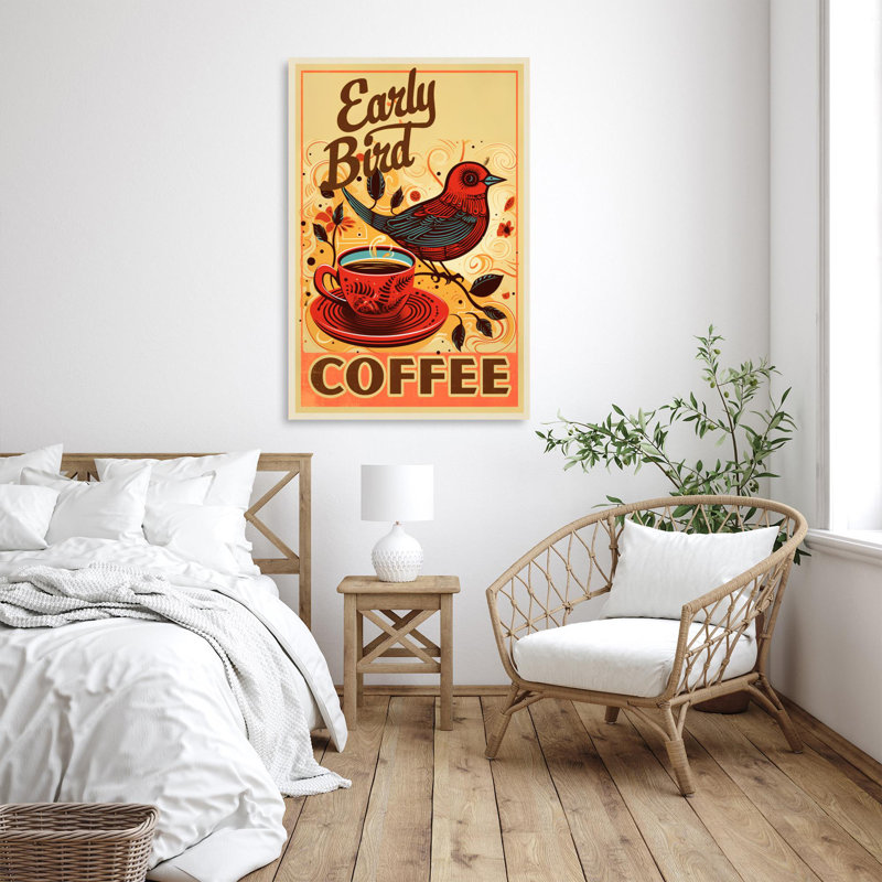 Café «Early Bird» sur toile, H 20 po x l 16 po x P 1,25 po