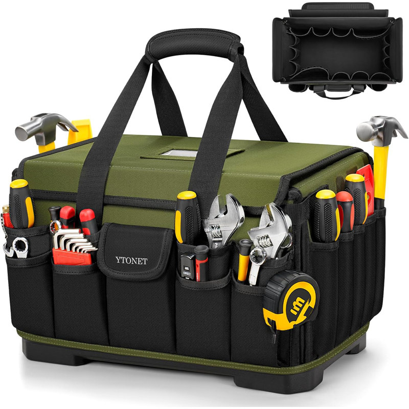 Heavy Duty Tool Bag 16-Inch, 46 Pockets Electrician Tool Bag with Hard Bottom