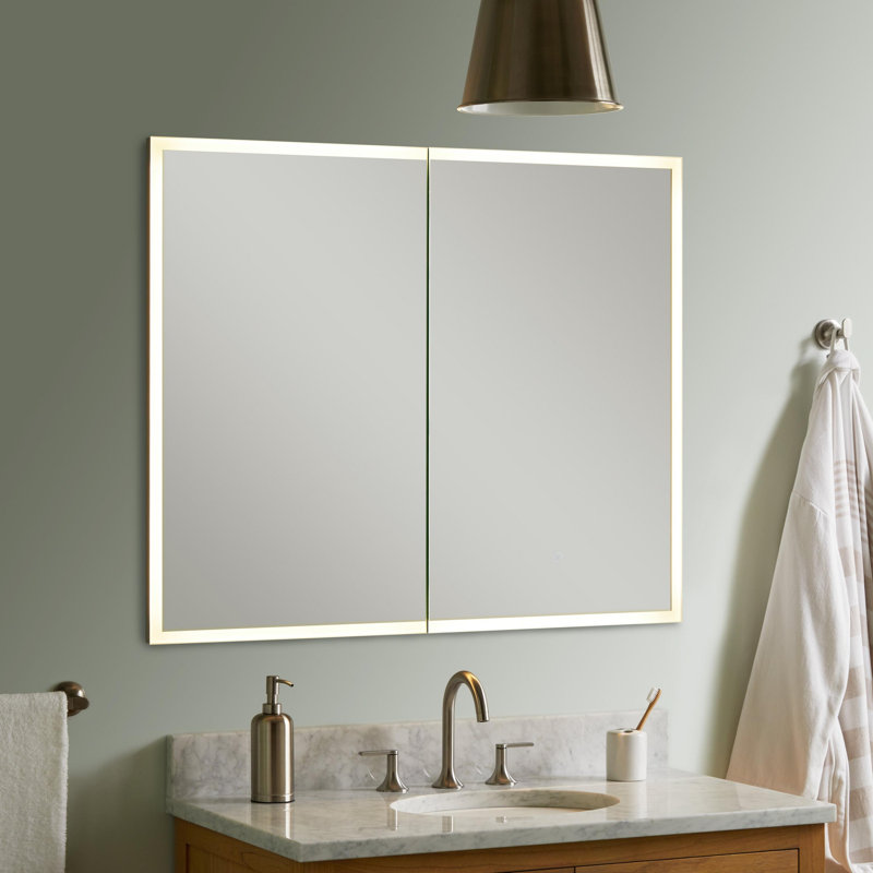 Tiverton 39" x 31-7/8" Lighted 2 Door Medicine Cabinet with Adjustable Color Temperature