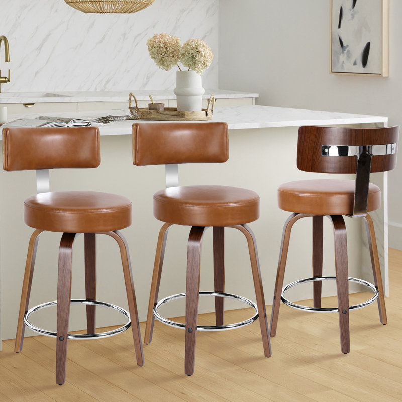 Tabouret de bar et de comptoir Sonja, Tabouret de comptoir (siège d'une hauteur de 26 p, Siège brun / cadre brun