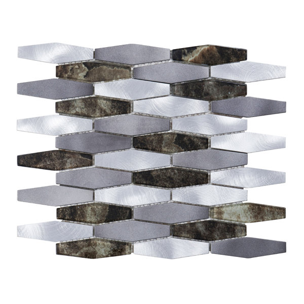 Natural Stone Glass Gray Metal Aluminum Hexagon Mosaic Sheet Tile By Modket