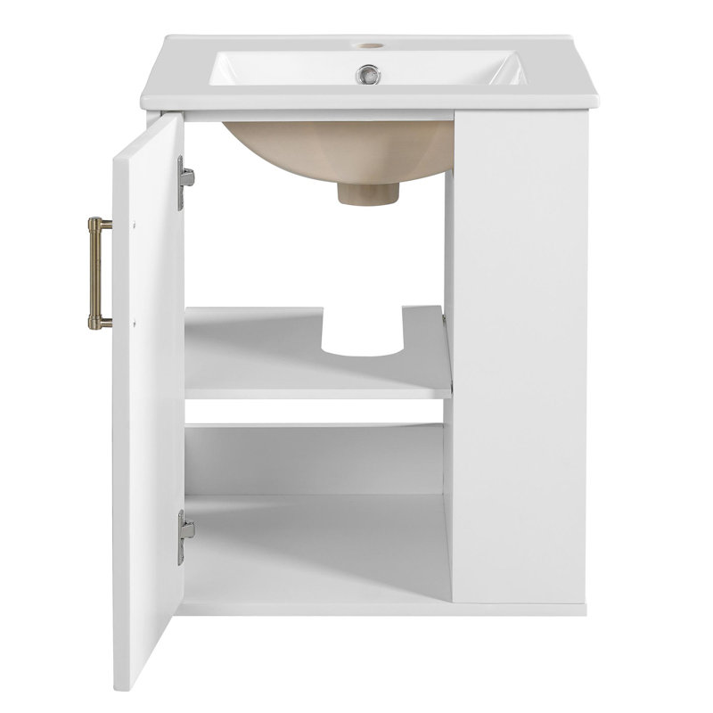 Ensemble d'armoire de salle de bain murale 30 "avec lavabo en céramique