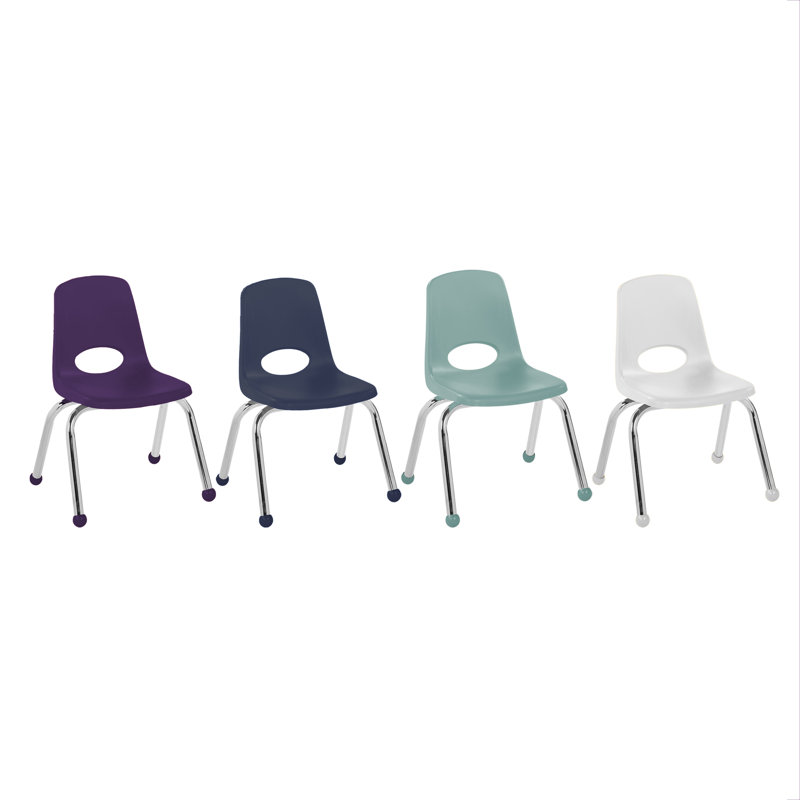 Chaise de classe empilable avec glissières à billes, Ball Glides, Contemporain / mauve, 12"