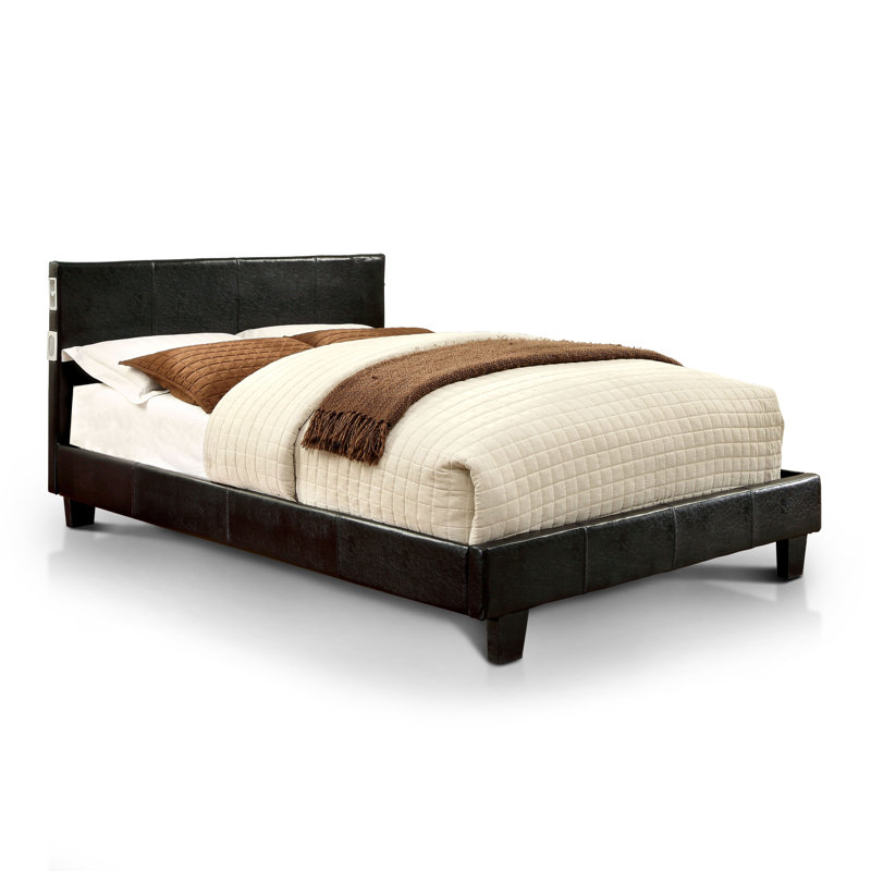 Lit plateforme contemporain en similicuir simple, Simple