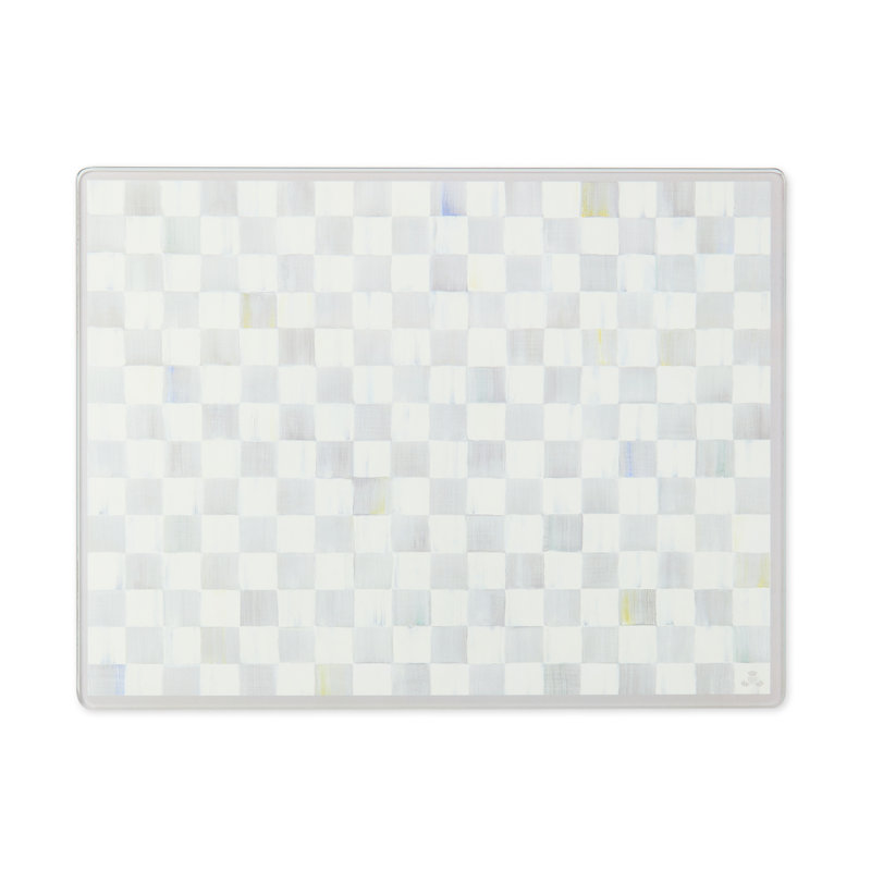 Courtly Check Glass Cutting Board, Set Of 2, Gray/White