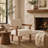 Daniel Beige Suede Cushioned Solid Wood Armchair
