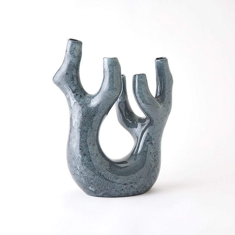 Creation Handmade Earthenware Table Vase, Blue