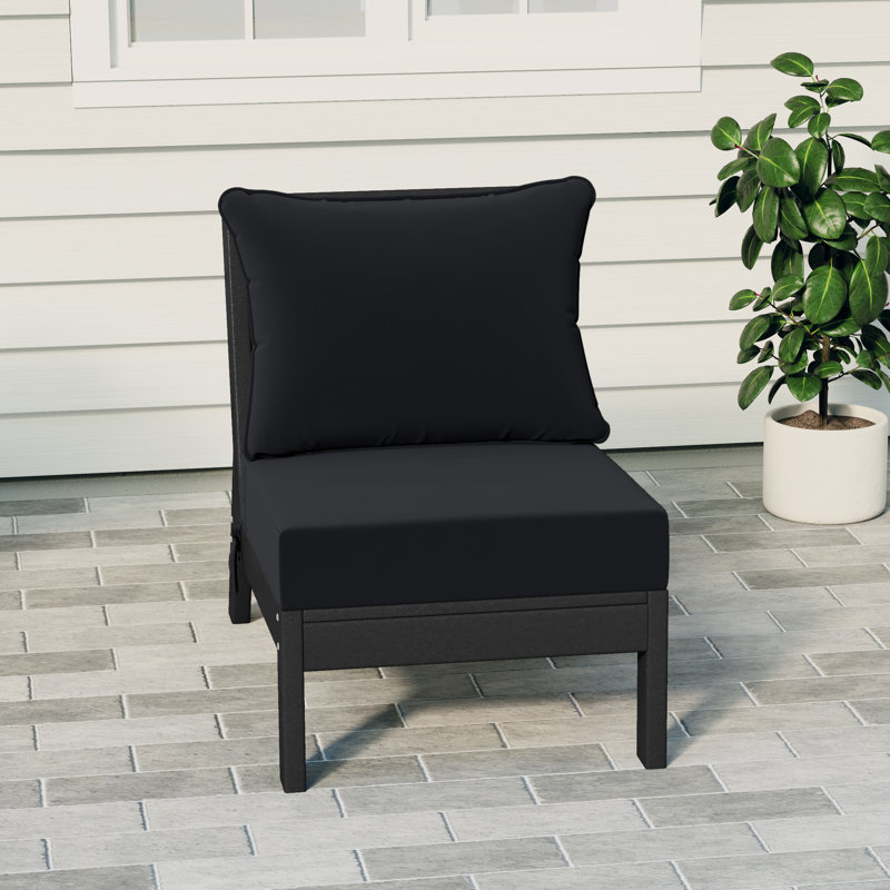 Deep Seating Armless Chair With Cushions, Black, Black