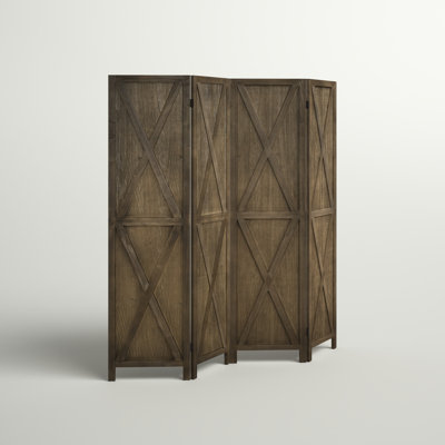 Derna 71.75'' W x 67'' H 4 - Panel Solid Wood Folding Room Divider