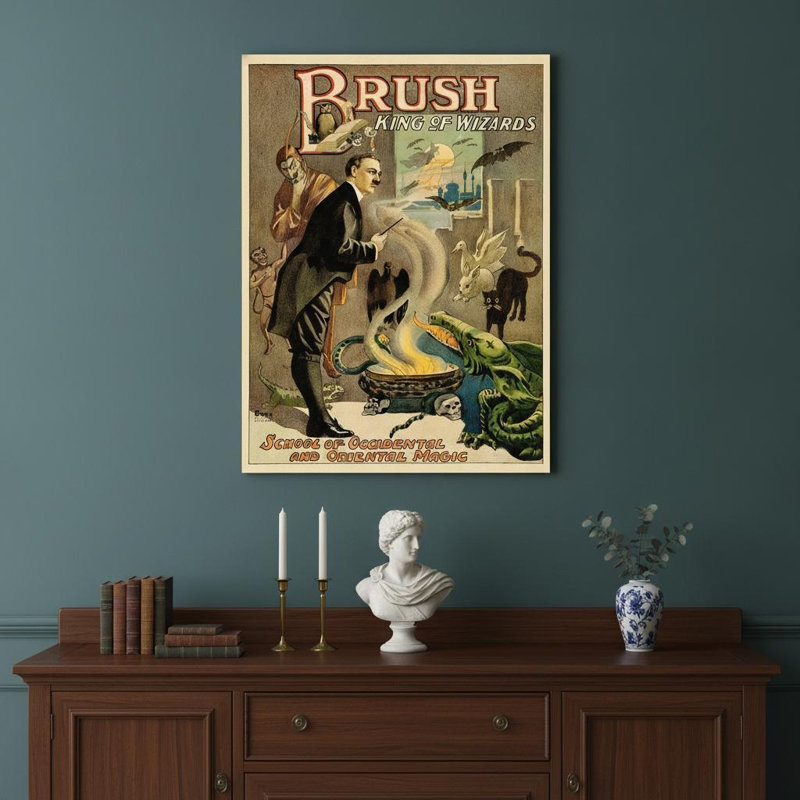 Vintage 1895 Blackstone Magic Unframed Print Wall Art, 32" H x 24" W x 0.1" D