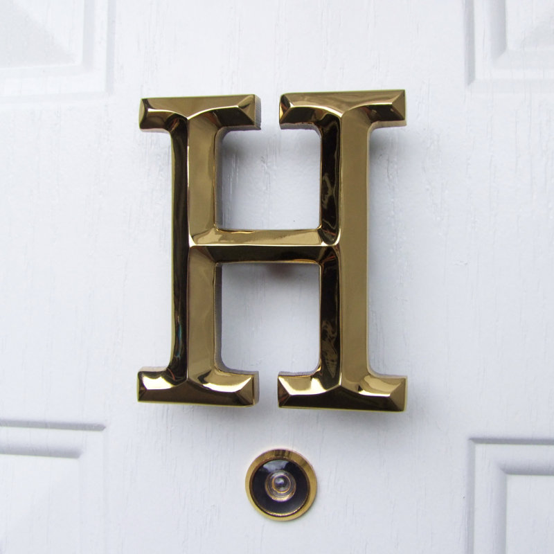 Heurtoir de porte lettre monogramme, Laiton, H
