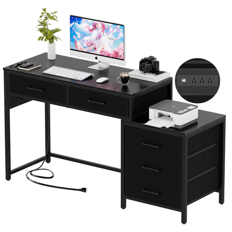 Bureau d'ordinateur réversible, Noir, noir, noir, noir