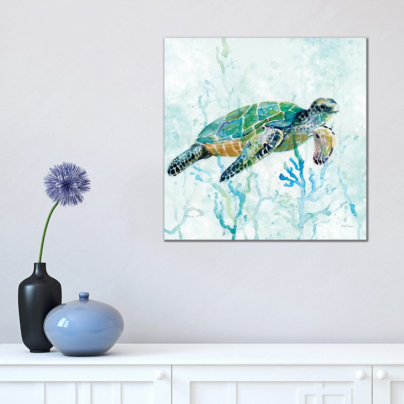 Sea Turtle Swim I by Carol Robinson - No Frame Print on Canvas, 30.48 cm H x 30.48 cm W, No Frame