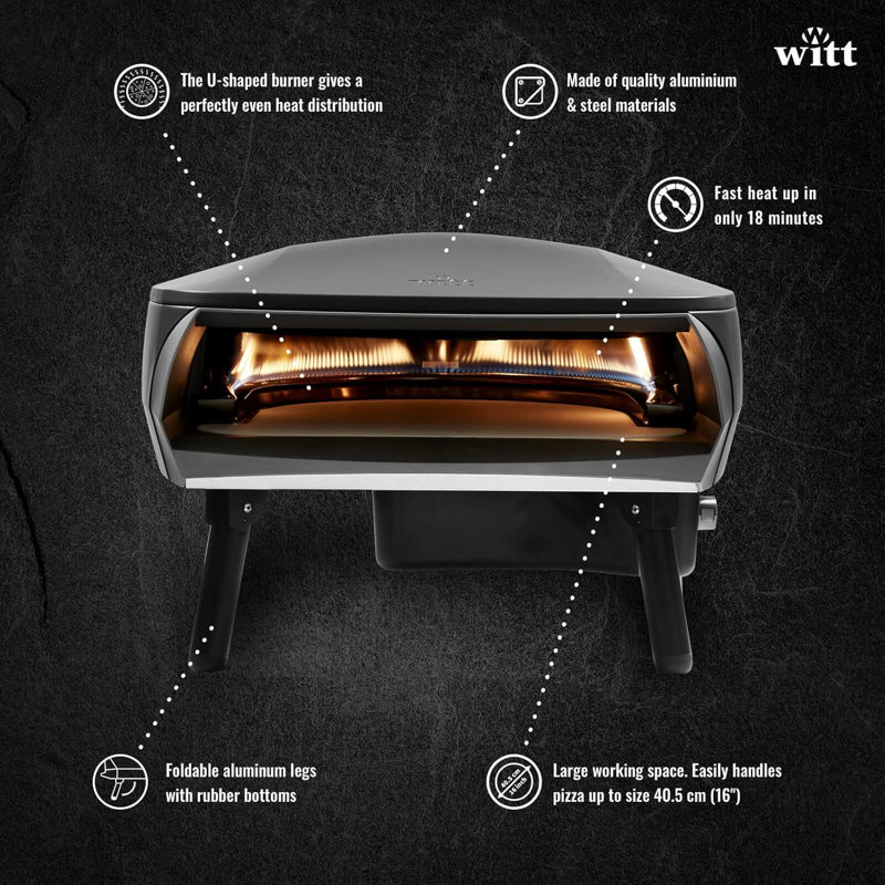 Witt ETNA Fermo Award-Winning Pizza Oven –500°C Rapid Heating,60-sec Cooking,40.5cm Capacity, Graphite