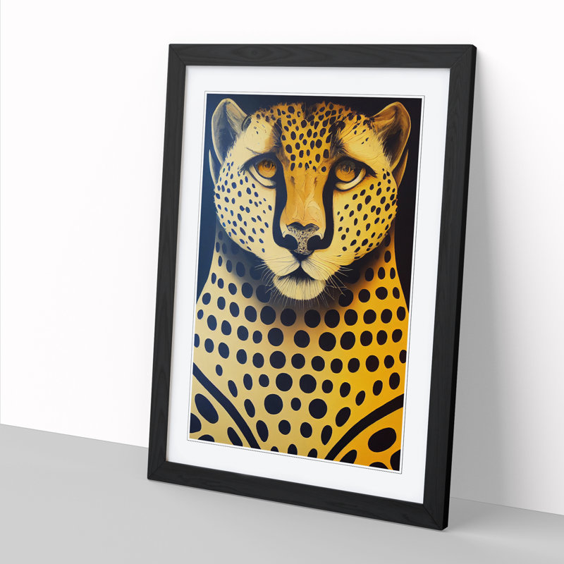 Face Of The Cheetah - Single Picture Frame Print, Black, 64cm H x 46cm W x 2cm D