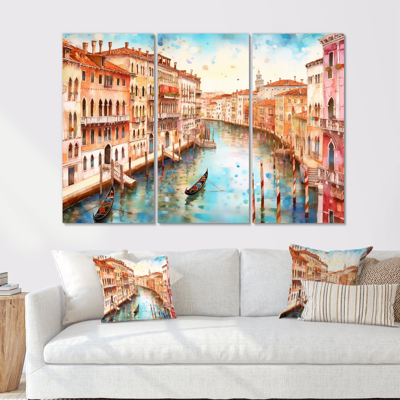 Amariauna - Ensemble d'art mural Venise, H 28 po x l 36 po x P 1 po, Toile tendue