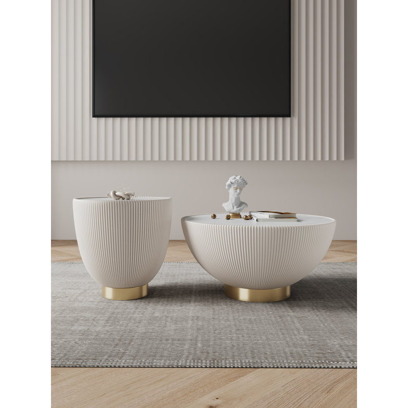 Ensemble de tables basses 2 pièces Thaine, Crème