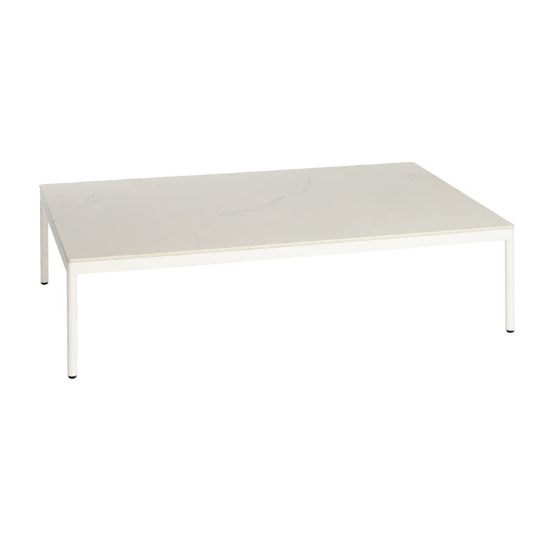 Riad 48" Coffee Table with Ceramic Top, White, White, Ceramic