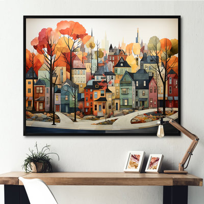 «Autumn vintage orange village», art mural New York