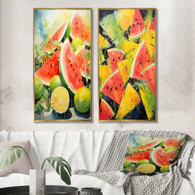 «Red Vibrant Melon Palette I», ensemble d'art mural sur toile Melon